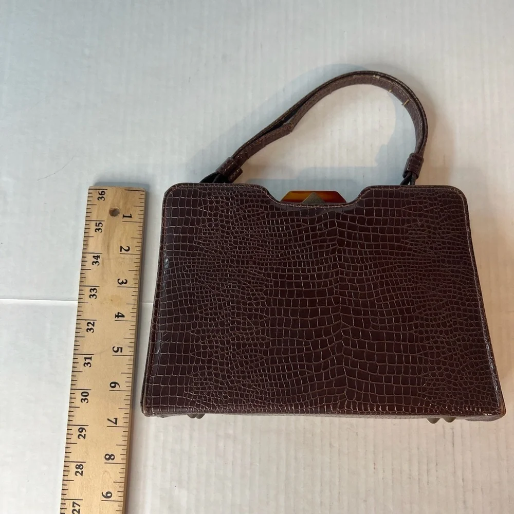Vintage Gaymode Crocodile Or Alligator Purse Handbag‎ Bakelite Clasp